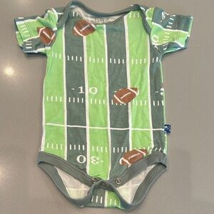 Kickee Pants Green Football Onesie, 0-3 months